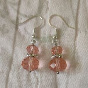 Chic Silver and Peach Crystal Earrings